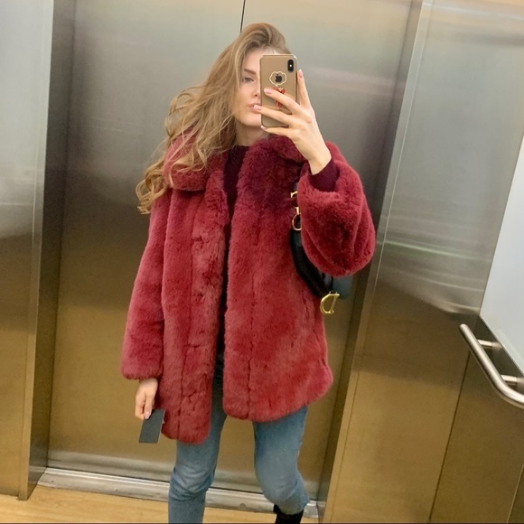 Red Faux Fur Coat - Picture 6 of 11